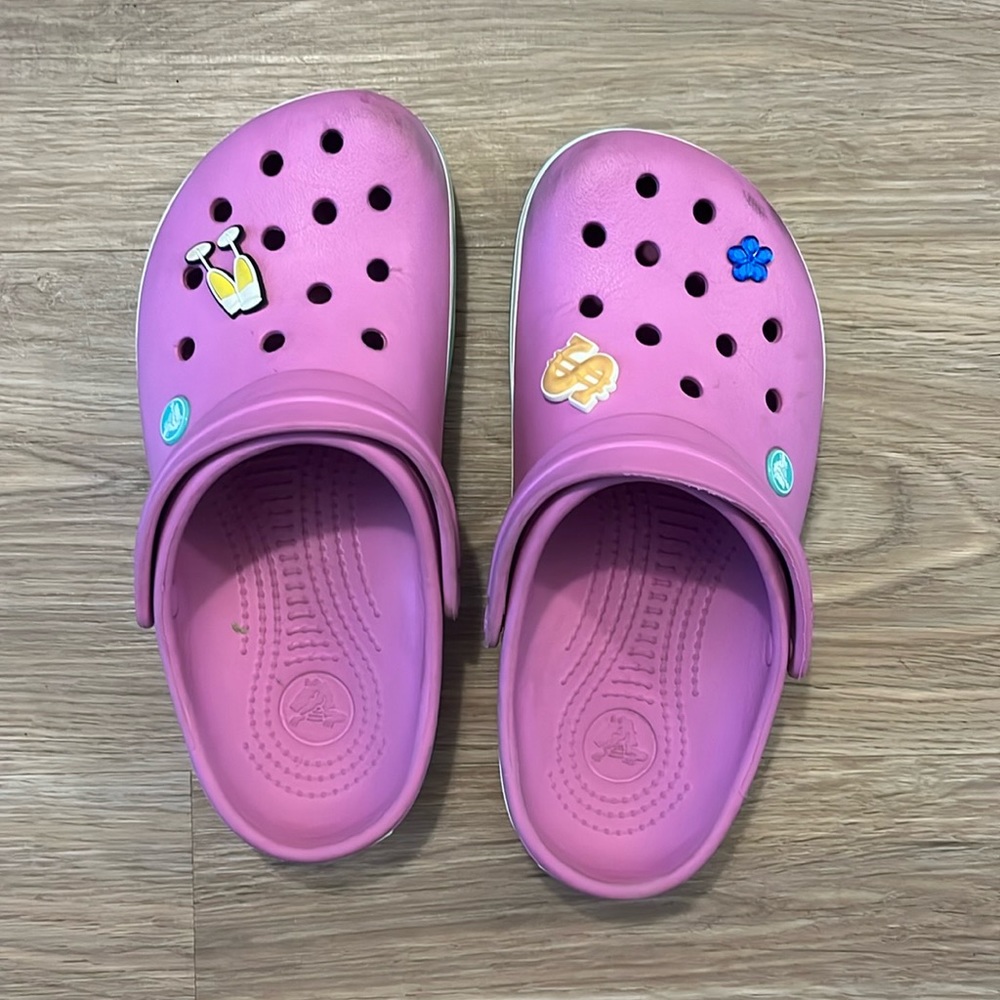 Purple crocs with charms women’s size 8